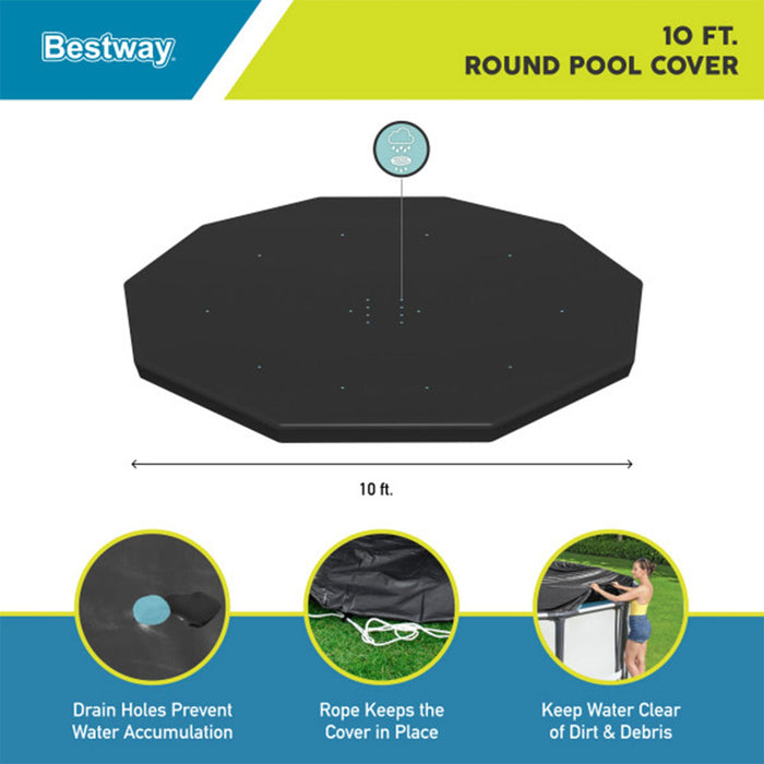 Bestway Flowclear Round 10' Pool Cover for Above Ground Frame Pools (Cover Only)