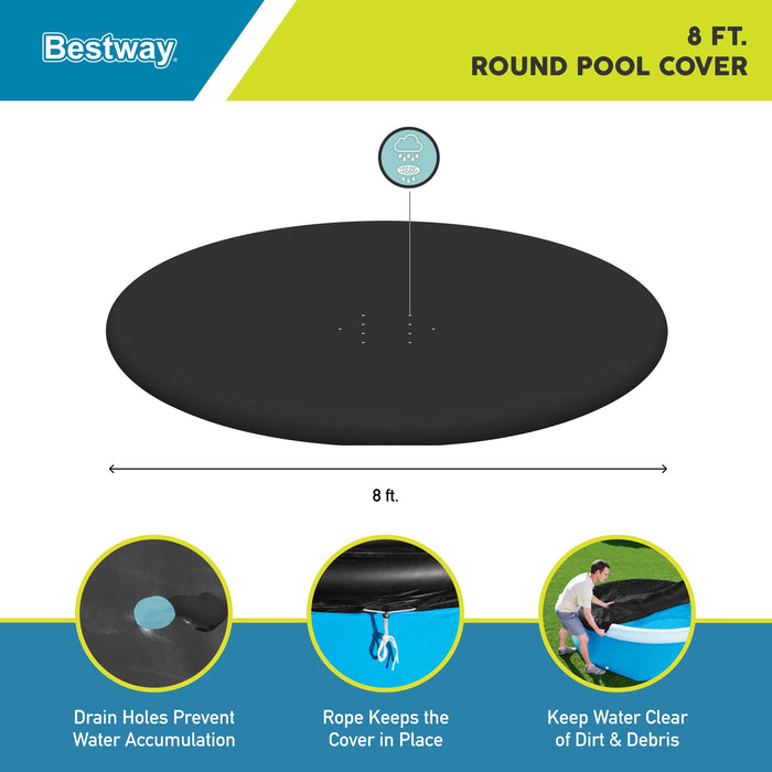 Bestway 58032E 8 Foot Round PVC Pool Cover for Above Ground Fast Set Pools