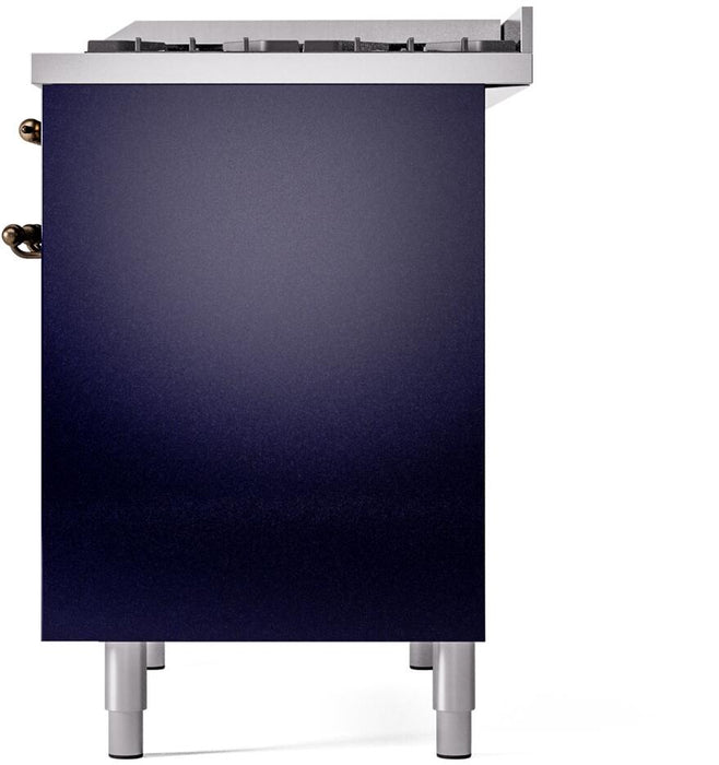 ILVE Nostalgie II 40" Dual Fuel Propane Gas Range in Blue with Bronze Trim, UPD40FNMPMBBLP