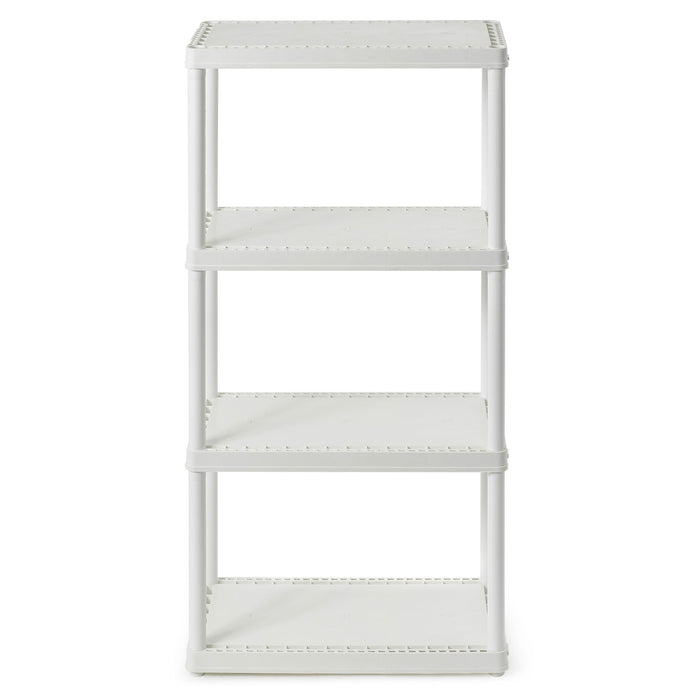 Gracious Living 4 Shelf Fixed Height Light Duty Storage Unit, White (4 Pack)