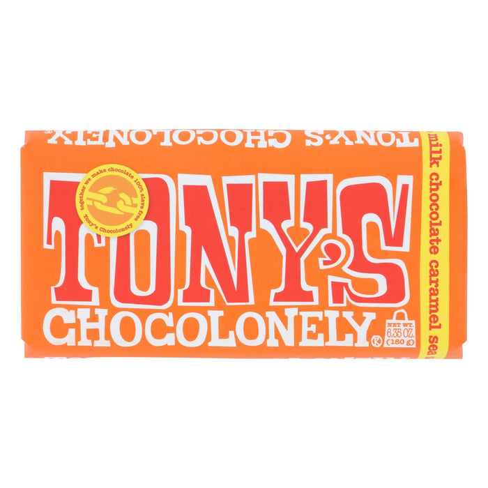 Tony's Chocolonely Milk Caramel Chocolate Bar, 6.35 oz (Case of 15)