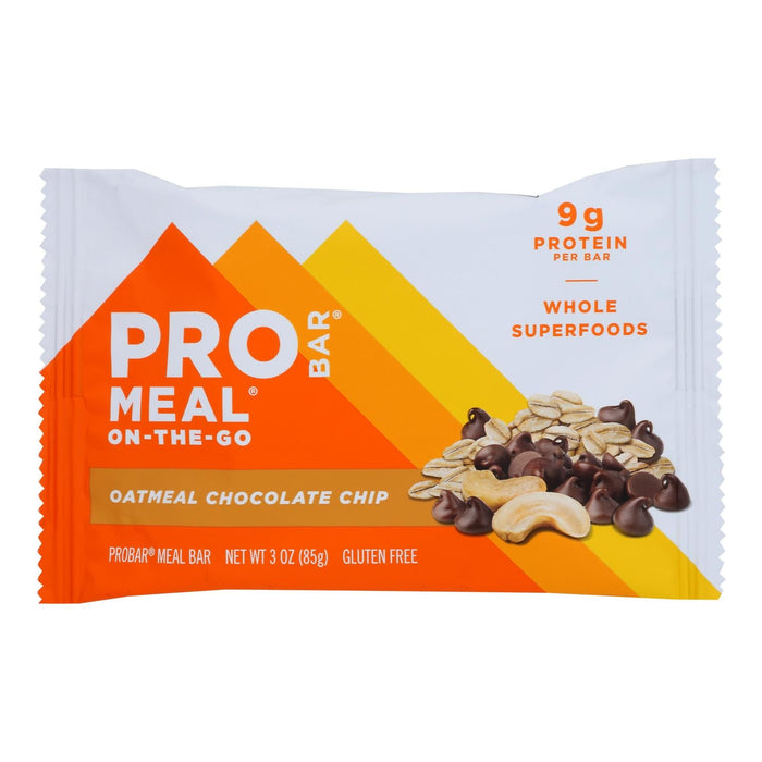 Pro Bar Meal Replacement Bar, Oatmeal Chocolate Chip, 3 Oz (Case of 12)