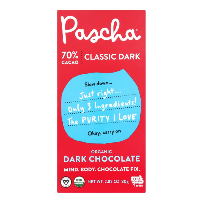 Pascha Bar Chocolate, 70% Cacao, 2.82 Oz, Pack of 10