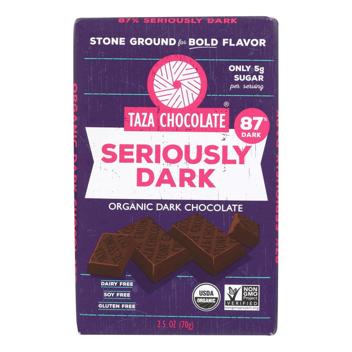 Taza Chocolate Seriously Dark Chocolate Bar - Case of 10 - 2.5 Oz Bars