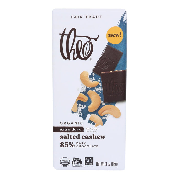 Theo Salted Cashew Dark Chocolate Bar - 3 Oz