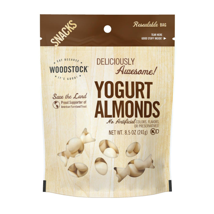 Woodstock Yogurt Almonds - 8.5 Oz. Case of 8 - Rich, Creamy, Vegan Snack