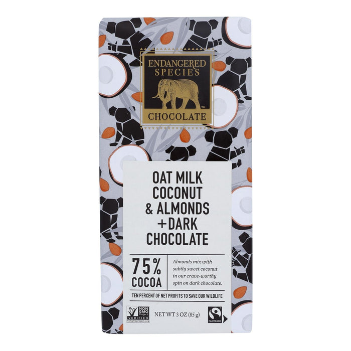 Organic Endangered Species Chocolate Dark Chocolate Coconut Almond Oat Milk - 12-3 Oz Bars