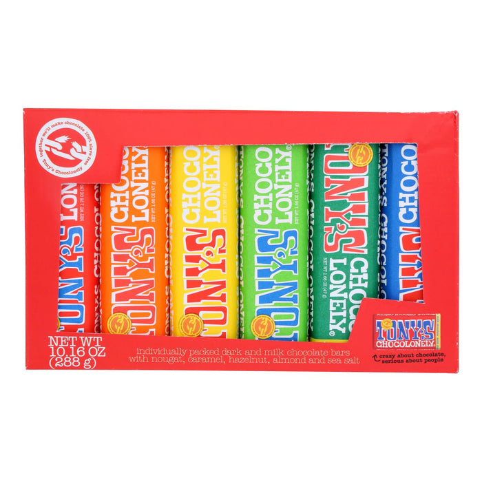 Tony's Chocolonely Mixed Rainbow Chocolate Bar, 6-Pack (8 Cases)