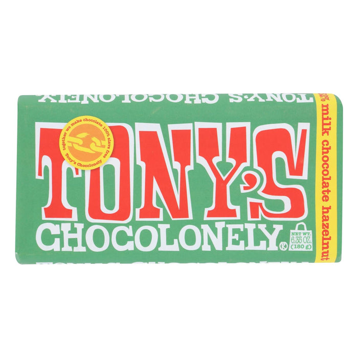 Tony's Chocolonely Milk Chocolate Bar with Hazelnut, Case of 15, 6.35 oz