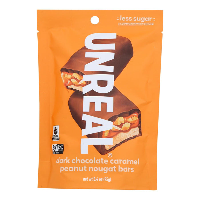 Unreal Chocolate Caramel Peanut Noug Bar - 3.4 Oz - Pack of 6