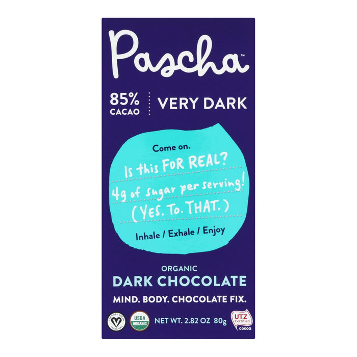 Pascha 85% Cacao Dark Chocolate Bar - Case of 10 - 2.82 Oz