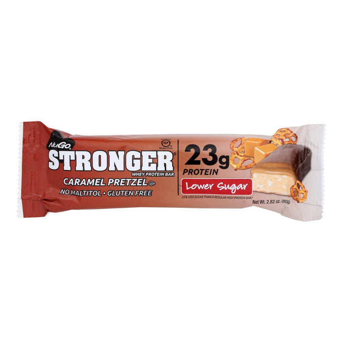 NuGo Nutrition Bar - Stronger Caramel Pretzel - 2.82 Oz - Pack of 12