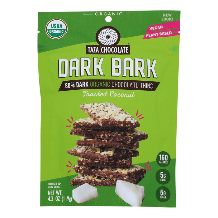 Taza Chocolate Organic Dark Bark with Toasted Coconut, 4.2 Oz