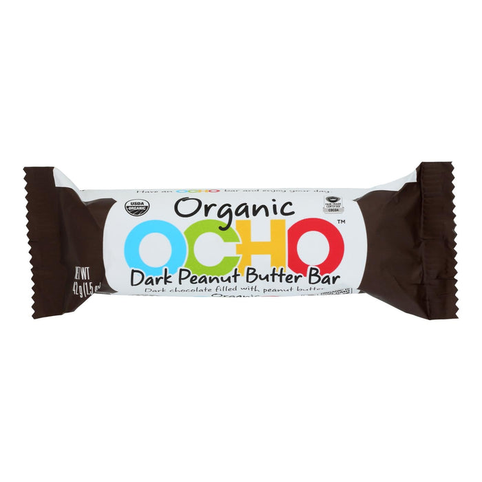 Ocho Candy Dark Chocolate Peanut Butter Candy Bar, 12-Pack (1.5 oz Bars)