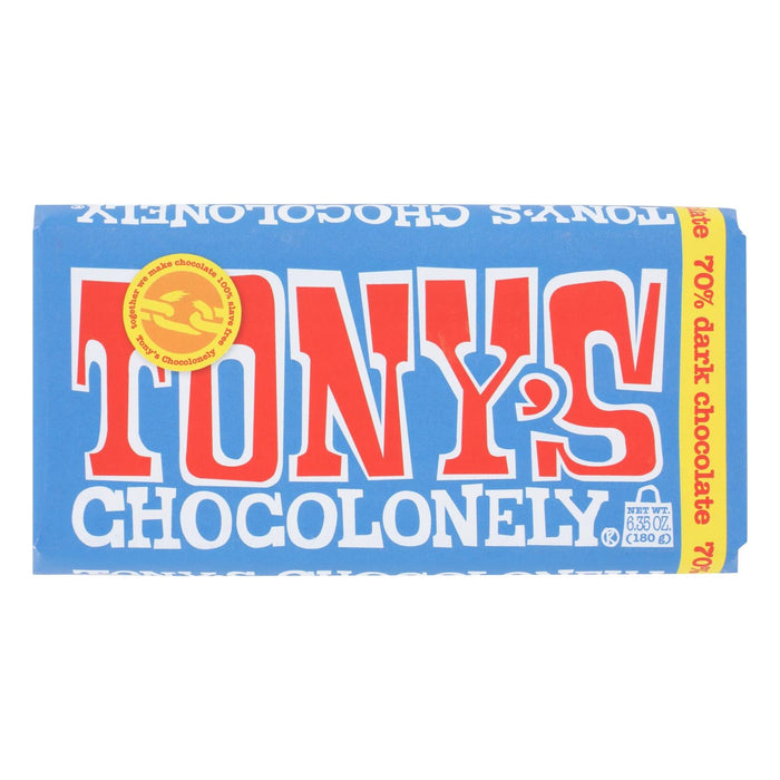 Tony's Chocolonely Dark Chocolate 70%, 6.35 Oz Bar Case of 15