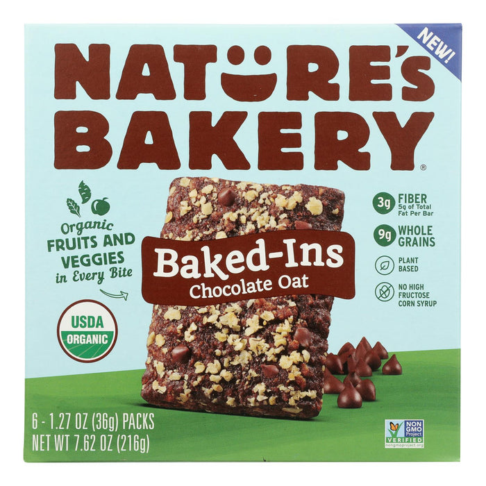 Nature's Bakery Chocolate Oat Baked-In Bars - 6 Individually Wrapped Bars, 1.27 oz. Each