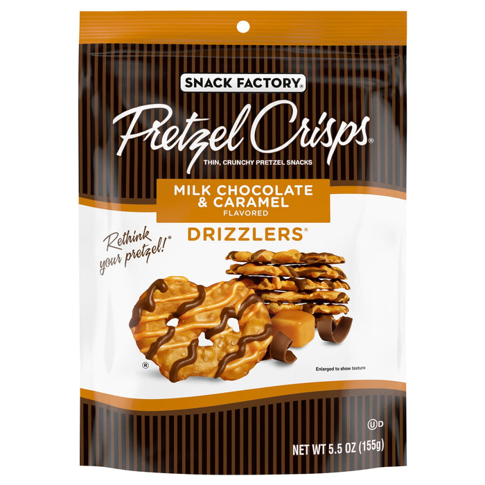 Pretzel Crisps Drizzlers Milk Chocolate Caramel, 5.5oz, Pack of 12