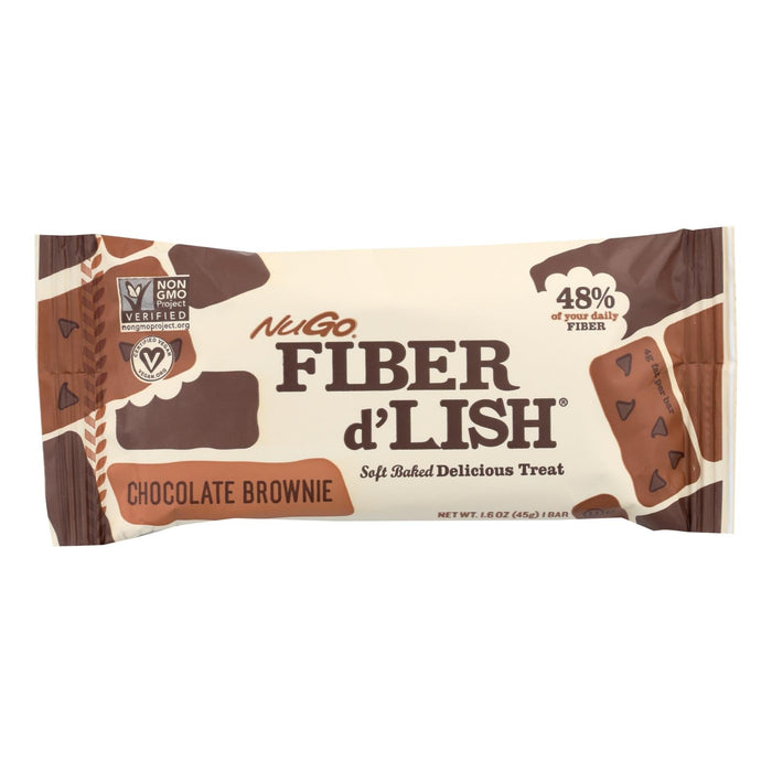 Nugo Fiber Dlish Chocolate Brownie Bar, 1.6 Oz, 16-Pack