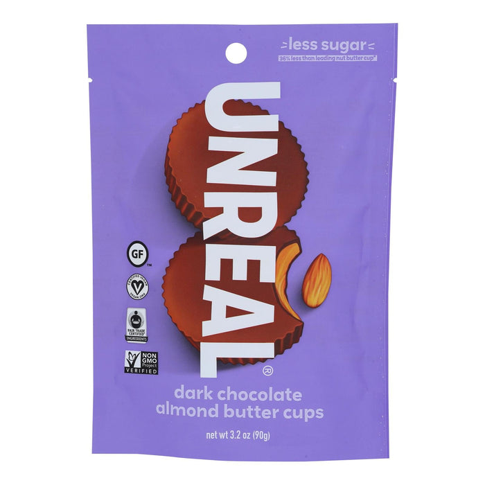 Unreal Dark Chocolate Almond Butter Cups - Pack of 6 (1.5 oz. Bags)