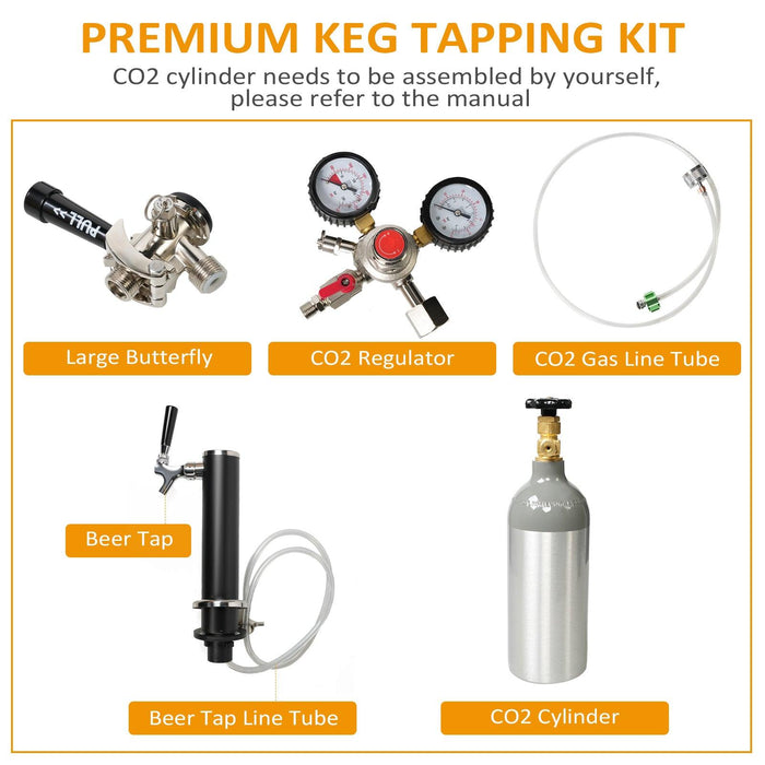 3.4 Cu.Ft Beer Kegerator Beverage Refrigerator with Casters Single Tap Direct Draw Beer Dispenser