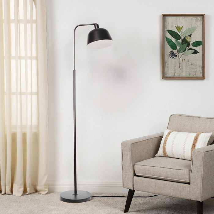 Standing Floor Lamp with Adjustable Metal Shade 8W LED Bulb Foot Switch Tall Stand Up Floor Lamp, Black