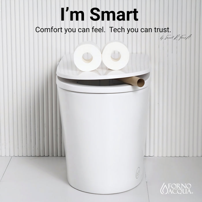 FORNO ACQUA Luxurious Smart Toilet. Includes Heated Seat, Auto Flush, Auto Lid, Powerful Flush, Ideal for Powder Rooms.