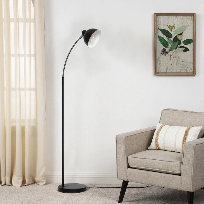 Modern Standing Floor Lamp with Adjustable Metal Shade 8W LED Bulb Foot Switch Tall Stand Up Floor Lamp, Black