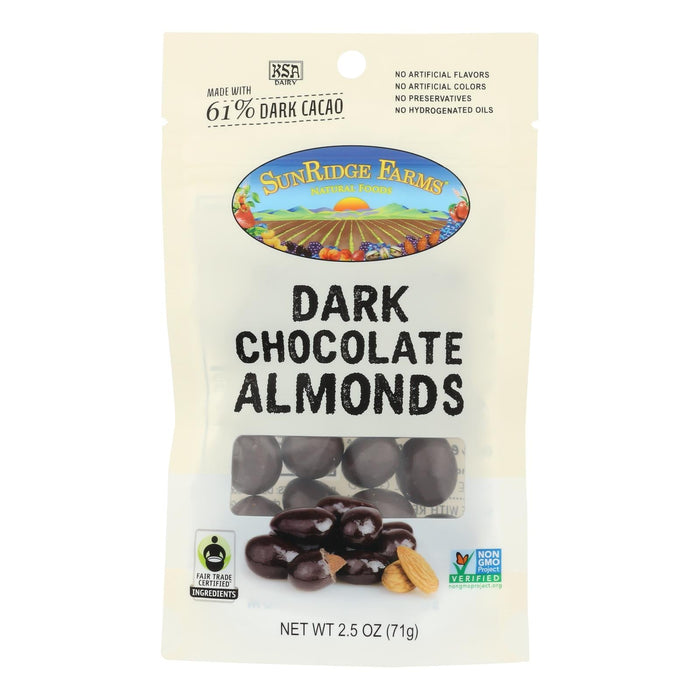 Sunridge Farms Dark Chocolate Almonds - 2.5 Oz (Case of 8)