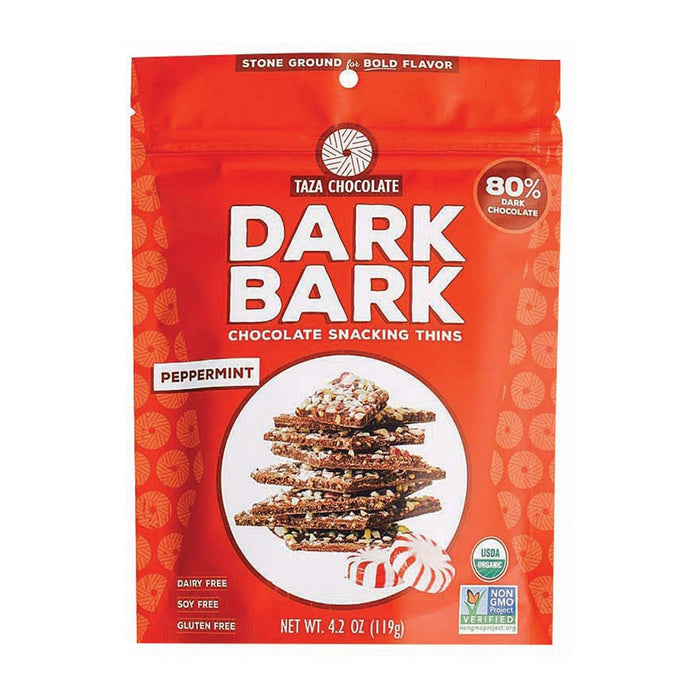 Taza Chocolate Organic Dark Bark Chocolate - Peppermint - Case of 12 - 4.2 Oz