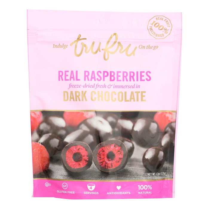 Tru Fru Real Raspberries Dipped In Dark Chocolate, 4.2 Oz, Case Of 6