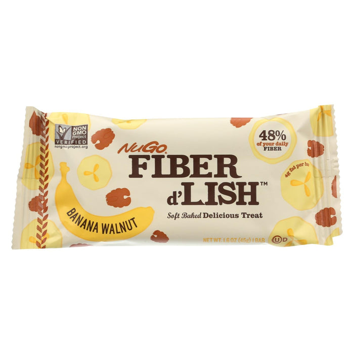 Nugo Nutrition Bar Fiber Dlish - Banana Walnut - 1.6 Oz Bars - Case of 16