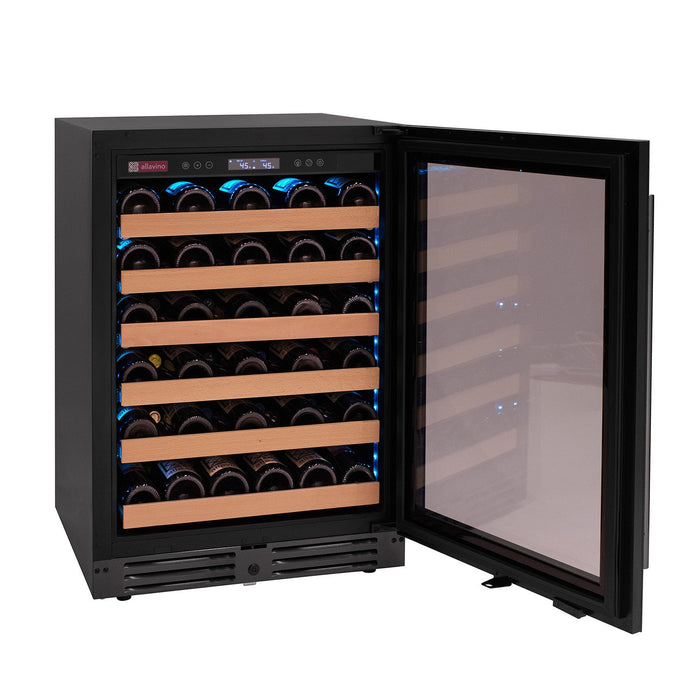 Reserva Series 50 Bottle Single Zone Built-in Luxury Wine Refrigerator with Black Glass Door - Right Hinge