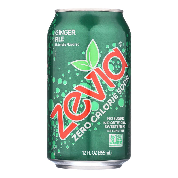 Zevia Zero Calorie Ginger Ale Soda, Case of 4 - 6/12 Fl Oz Cans