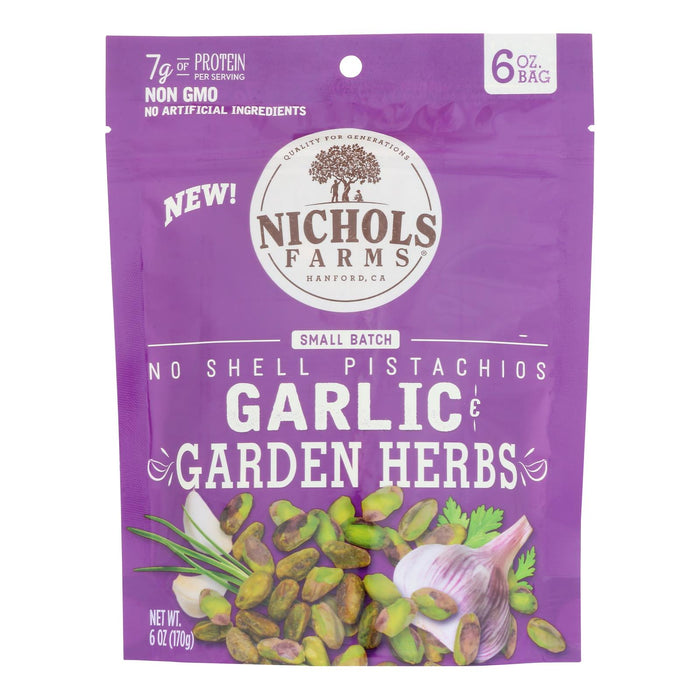 Nichols Farms Roasted No-Shell Garlic Herb Pistachios, 15 - 6oz Bags