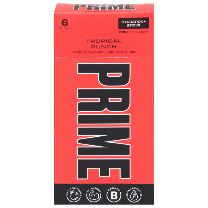 Prime Hydrate Tropical Punch Electrolyte Powder Stick, 6 Pack, 9.75 Grams