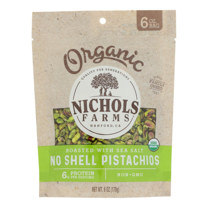 Nichols Farms Organic Pistachios, Shell-Less Roasted Salted - 15 (6 oz) Packs