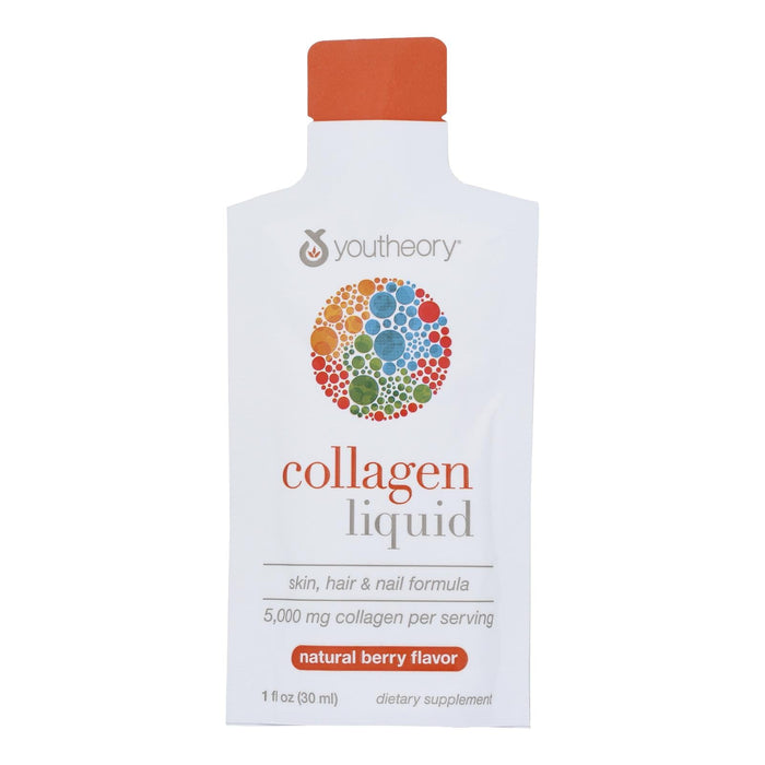 Youtheory Pure Liquid Collagen - Supercharged with Biotin, Vitamin C, and Hyaluronic Acid - Berry Flavor - 12 Fl. Oz