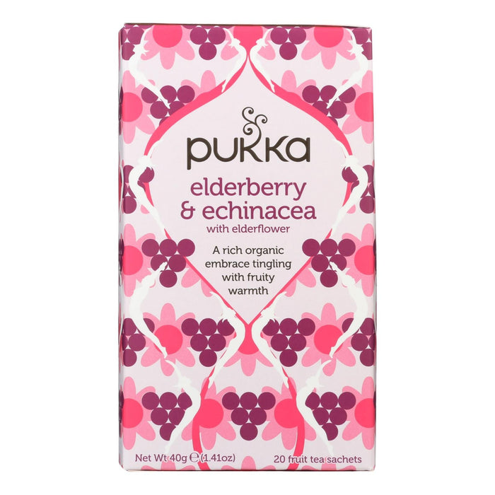 Pukka Organic Elderberry & Echinacea Tea | Immune Support | Case of 4, 20-Bags