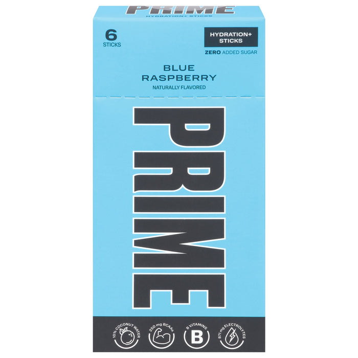 Prime Hydration Electrolyte Stick Blue Raspberry 6 Sticks, 0.9°