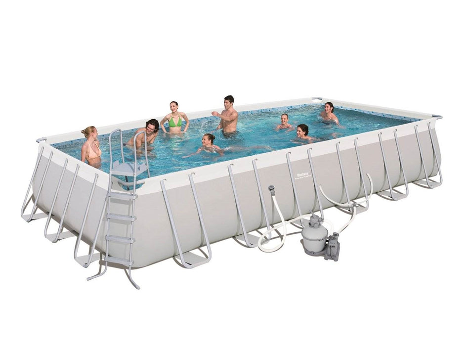 Bestway 24ft x 12ft x 52in Rectangular Frame Family Swimming Pool & Test Kit