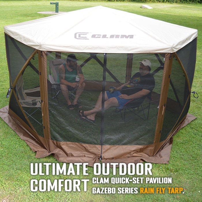 CLAM Quick-Set Pavilion Screened Canopy Tent Rain Fly Tarp, Cover Only, Tan