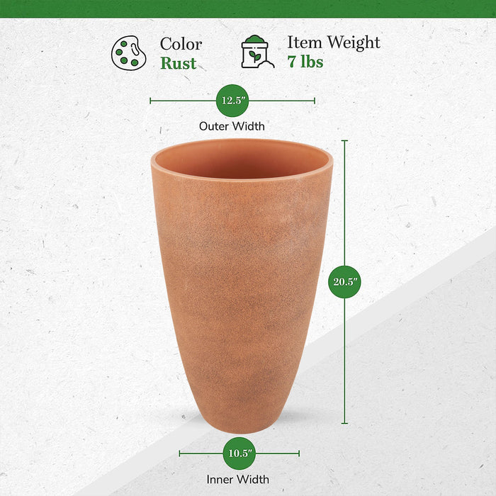 Algreen 43729 Acerra Weather Protected Recycled Composite Vase Planter Pot, Rust