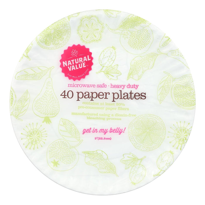 Natural Value Paper Plates, Recyclable, 40-Count (Case of 24)