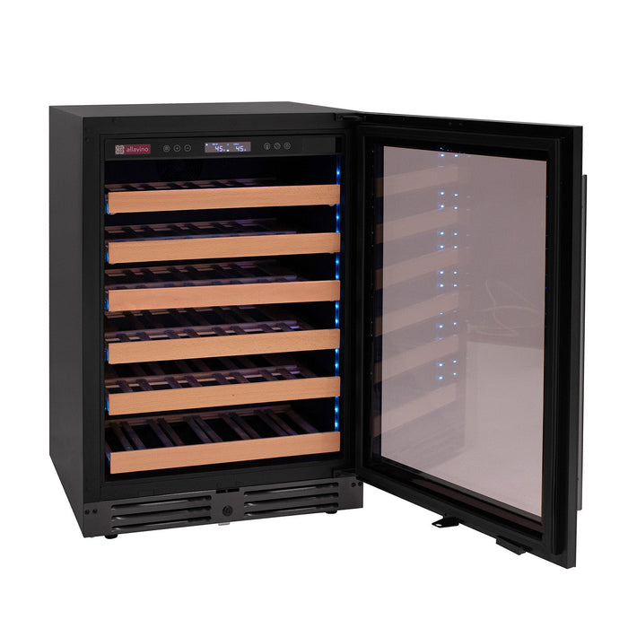 Reserva Series 50 Bottle Single Zone Built-in Luxury Wine Refrigerator with Black Glass Door - Right Hinge