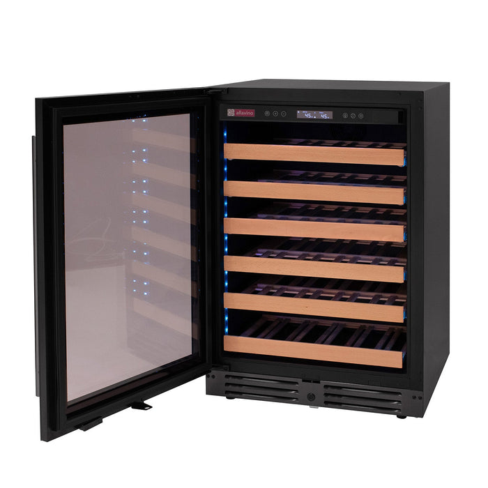 Reserva Series 50 Bottle 34" Tall Single Zone Left Hinge Black Glass Wine Cooler Refrigerator