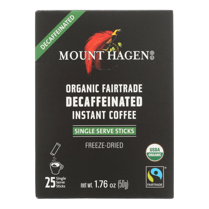 Mount Hagen Organic Fairtrade Decaffeinated Instant Coffee, 25 Count, Case of 8, 1.76 Oz