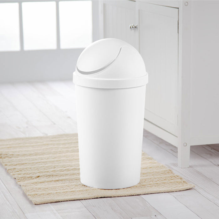 Sterilite 10838006 3 Gallon Round Swing Top Plastic Wastebasket, White (12 Pack)