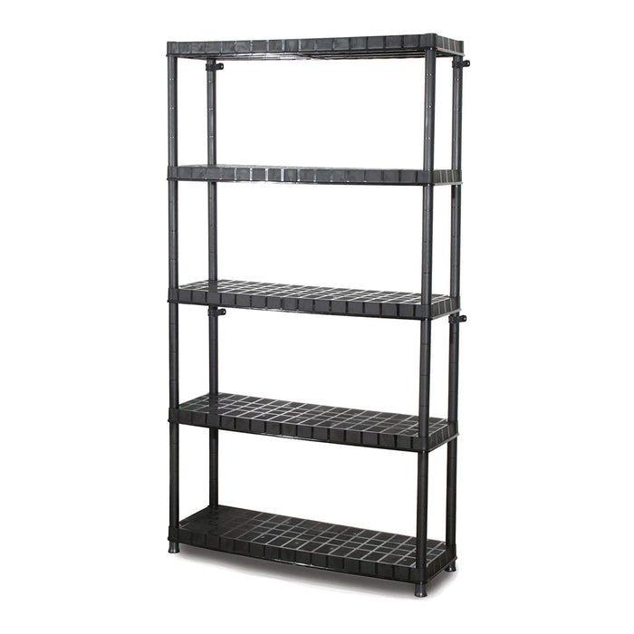 Ram Quality Products Optimo 16 inch 5 Tier Plastic Storage Shelves, Black