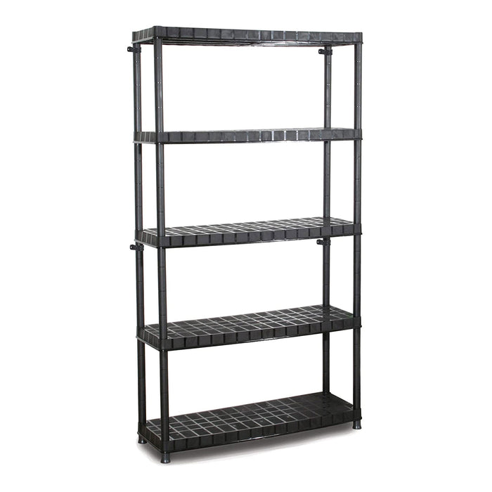 Ram Quality Products Optimo 16 inch 5 Tier Plastic Storage Shelves, Black