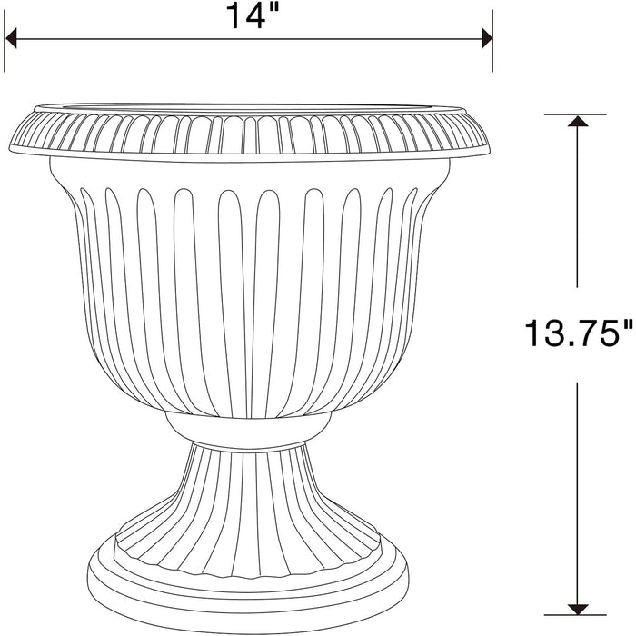 Southern Patio 14" Outdoor Lightweight Resin Utopian Urn Planter, Stone (2 Pack)